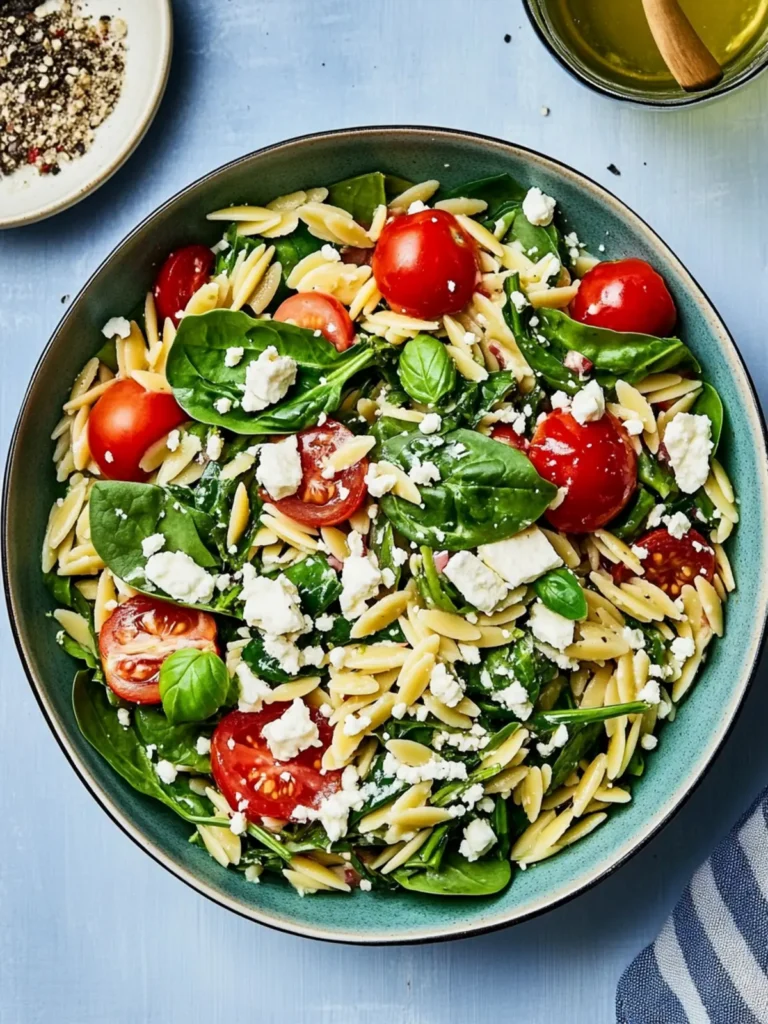 Spinach Orzo Salad with Feta, Tomatoes & Basil Bliss 3 Spinach Orzo Salad With Feta, Tomatoes and a Basil Dressing