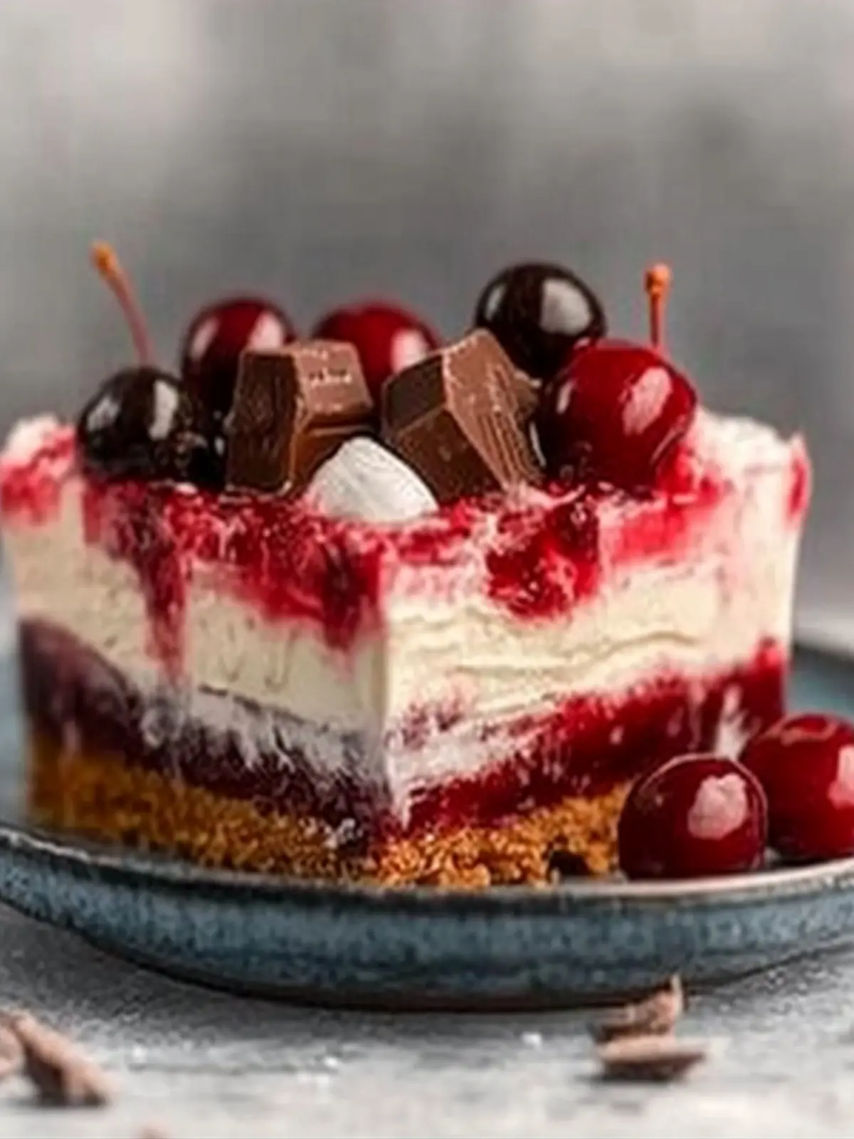 Iced chocolate and cherry trifle