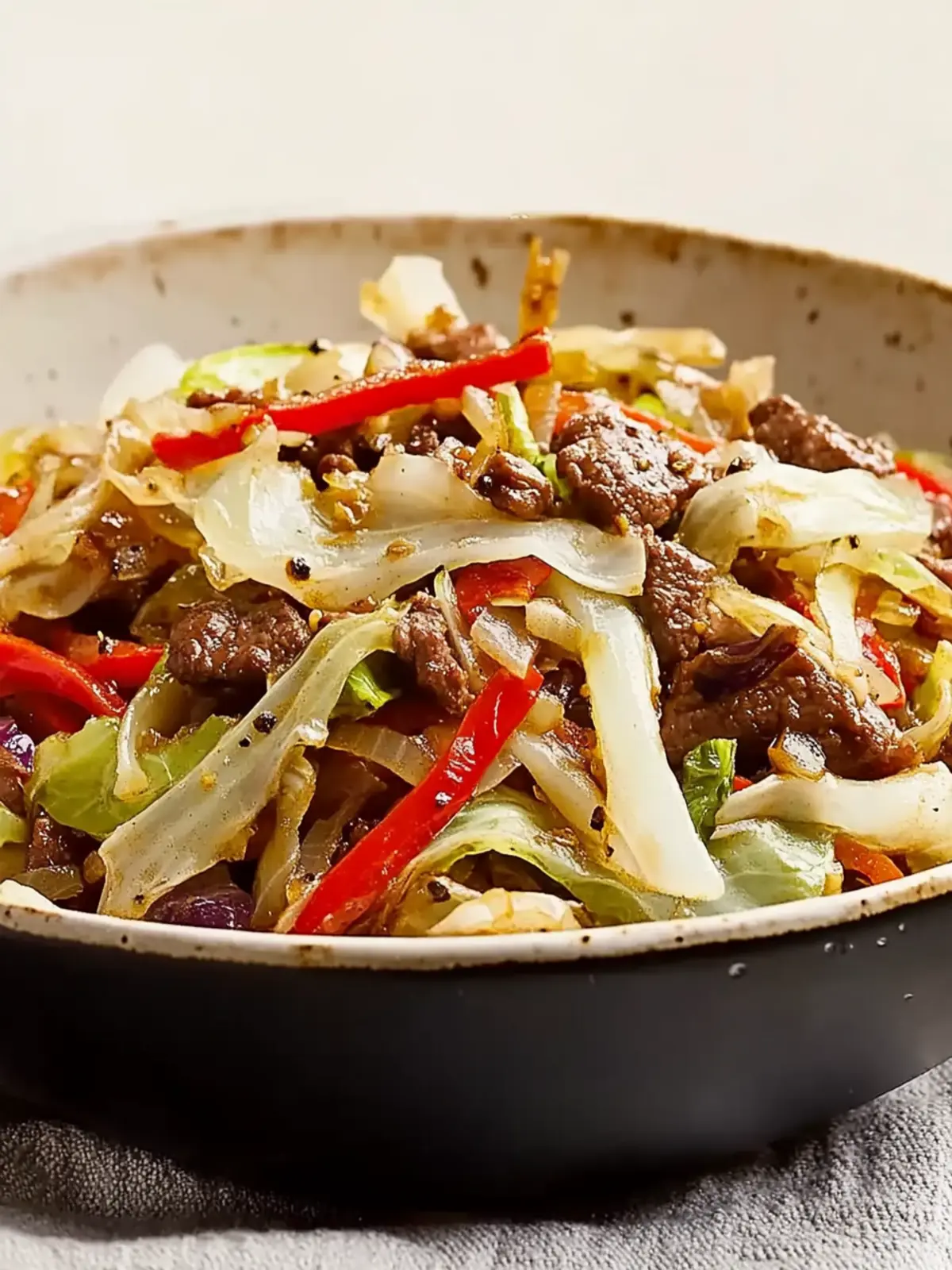 Black Pepper Beef and Cabbage Stir Fry