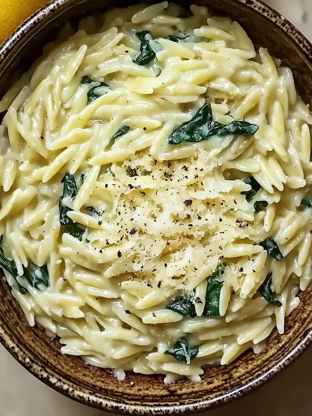 Creamy Lemon Orzo with Spinach and Parmesan for Quick Comfort 5 Creamy Lemon Orzo with Spinach and Parmesan