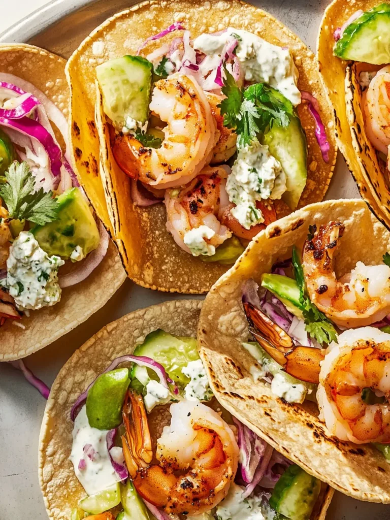 Delicious Shrimp Tacos with Zesty Jalapeño Crema Delight 3 Shrimp Tacos