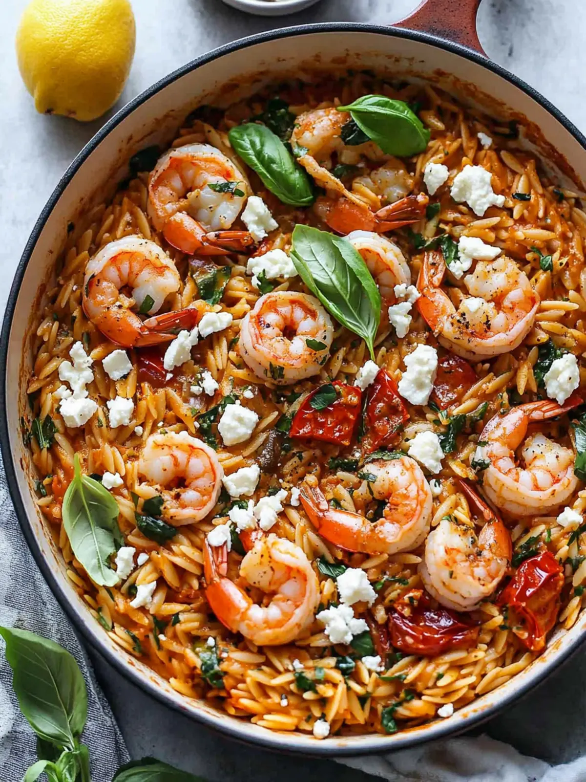 One Pot Harissa Shrimp and Feta Orzo Ready in 30 Minutes 2 One Pot Harissa Shrimp and Feta Orzo