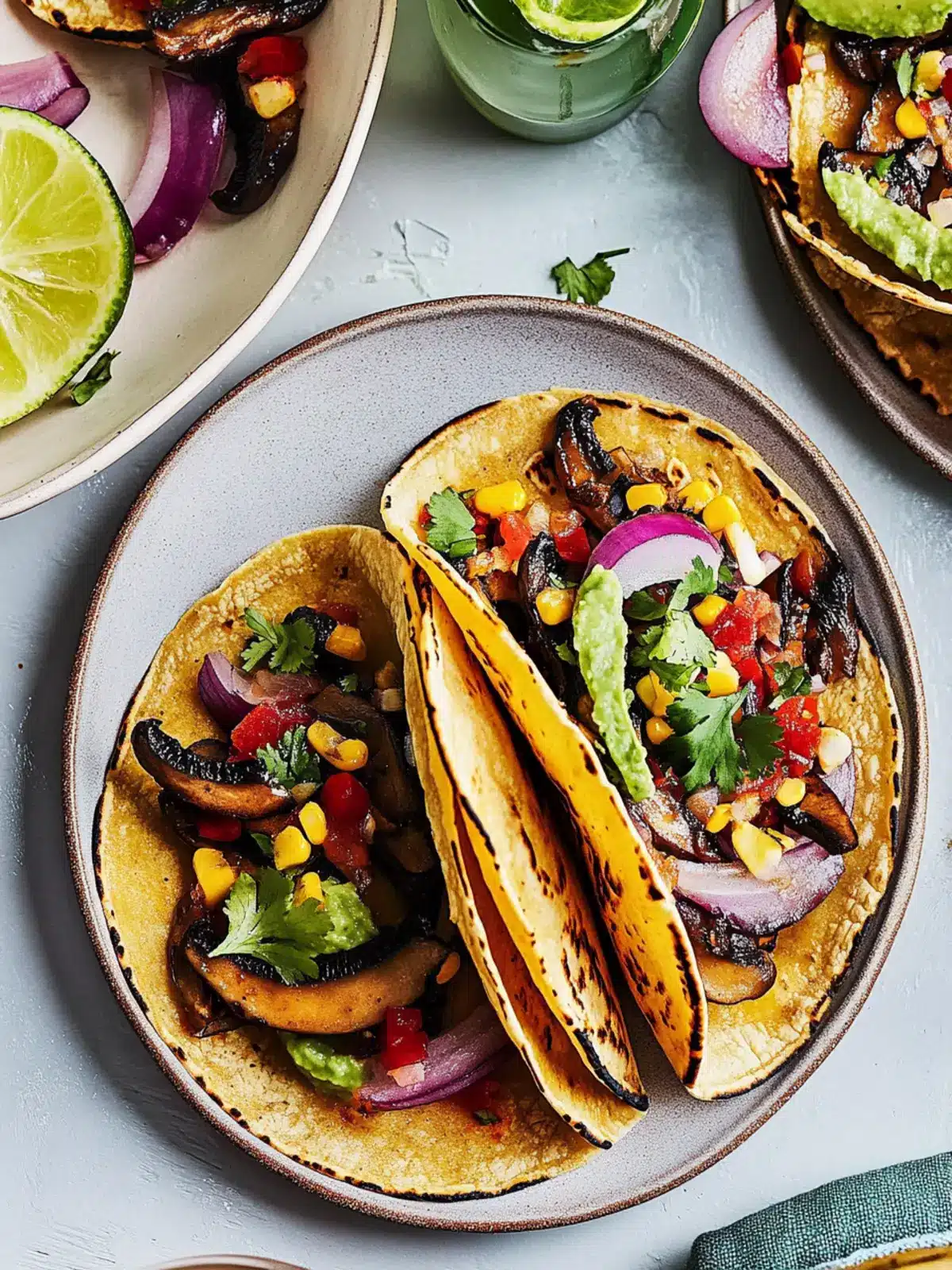 Savory Mushroom Tacos with Creamy Avocado Salsa Delight 3 Mushroom Tacos