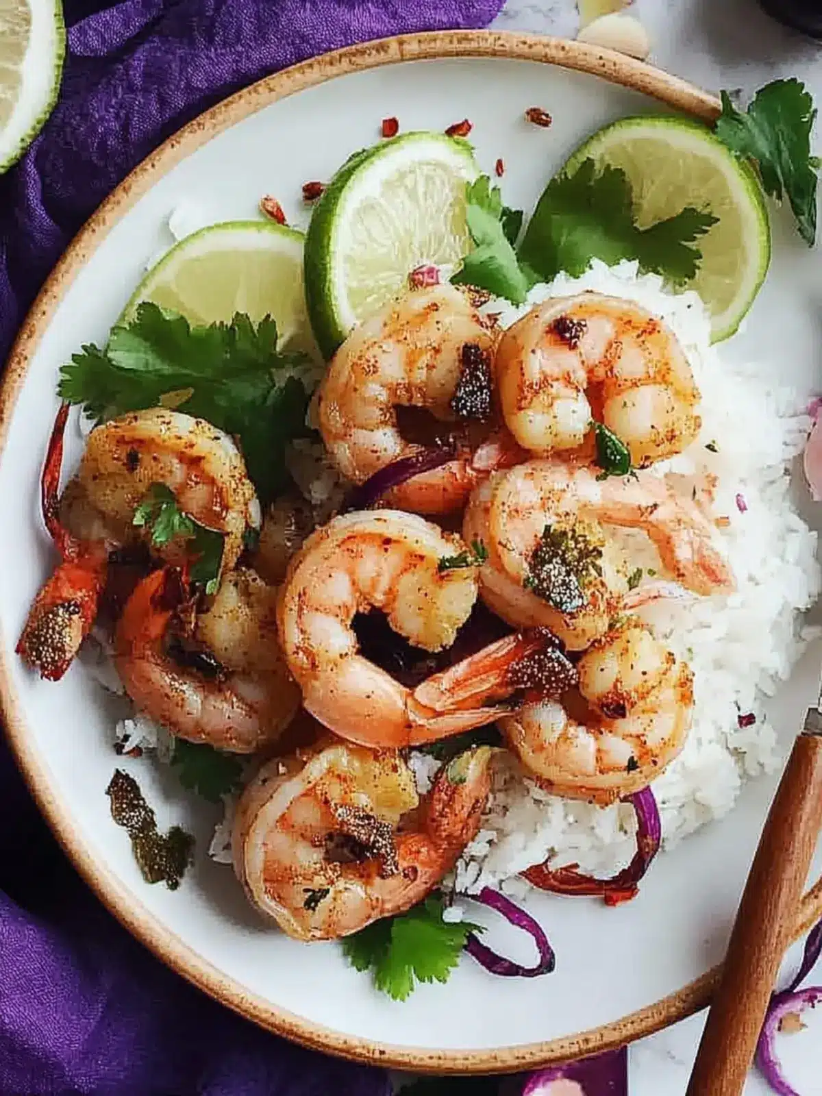 Spiced Garlic Shrimp Over Coconut Rice