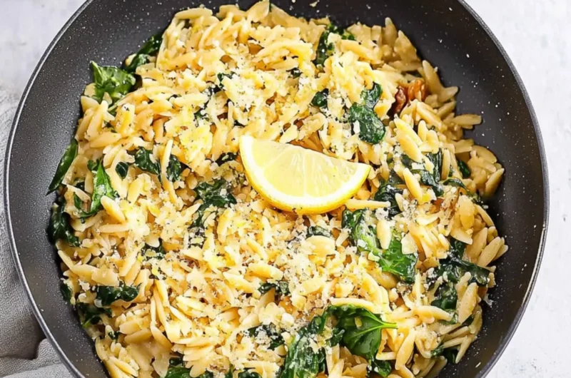 Cheesy Lemon Spinach Orzo