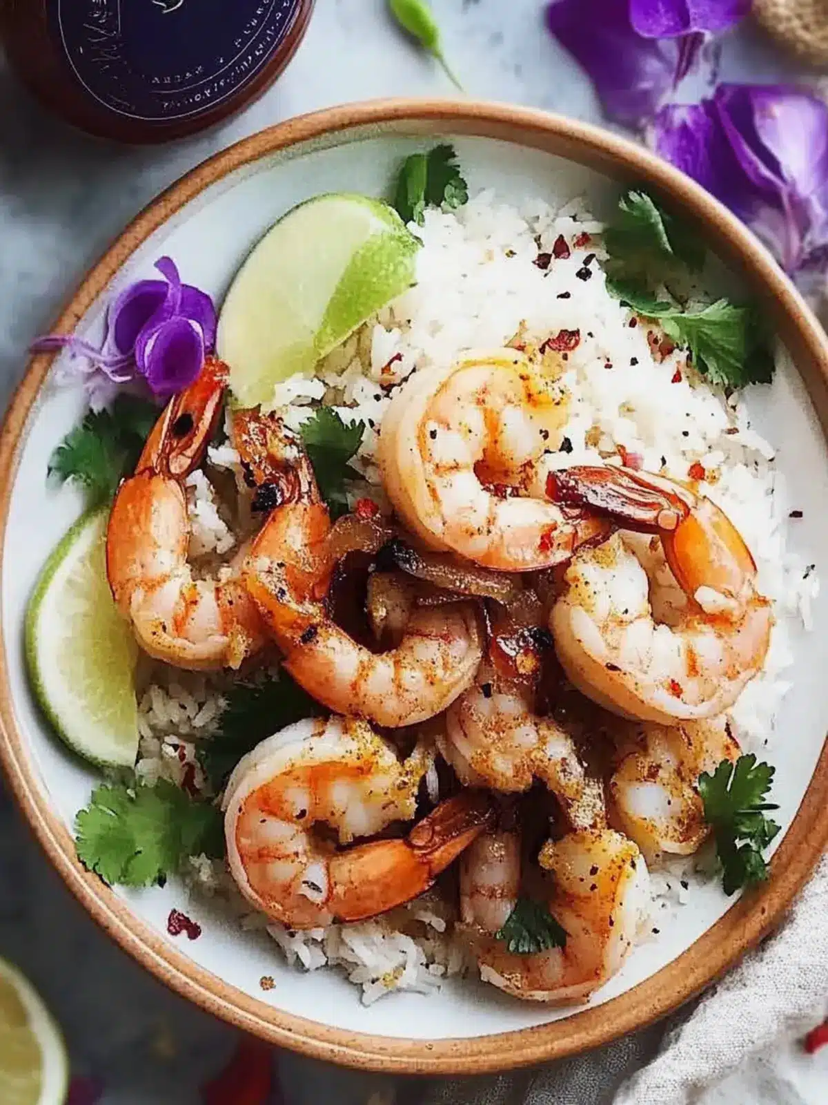 Spiced Garlic Shrimp Over Coconut Rice