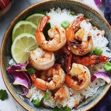 Spiced Garlic Shrimp Over Coconut Rice