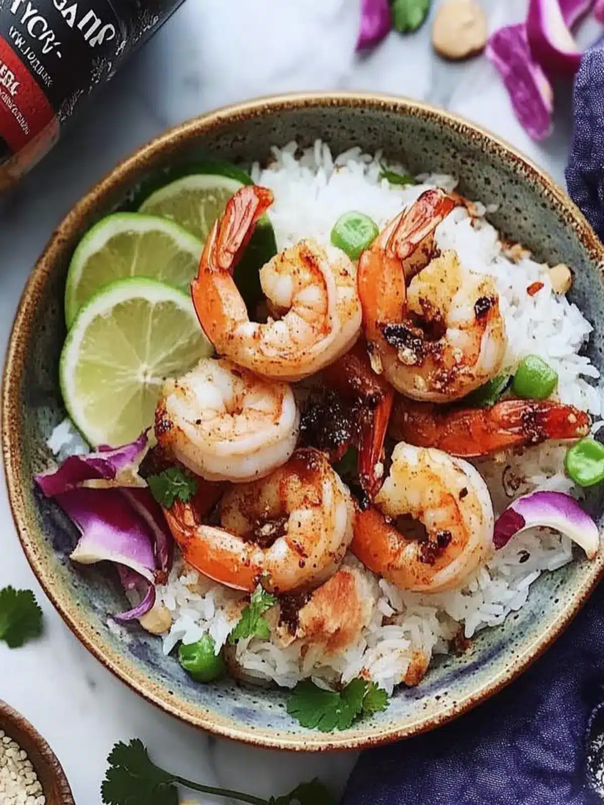 Spiced Garlic Shrimp Over Coconut Rice