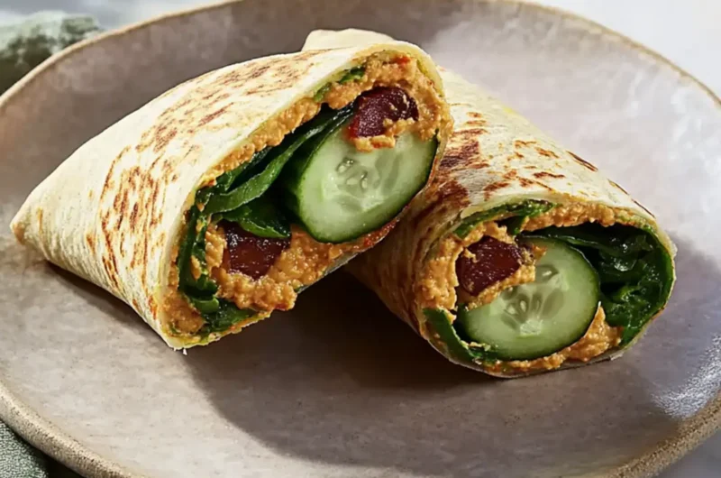 Cucumber & Roasted Red Pepper Hummus Wrap