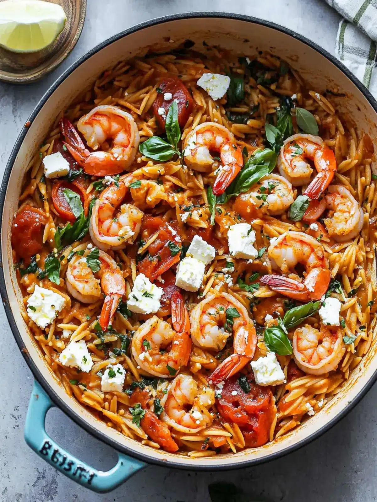 One Pot Harissa Shrimp and Feta Orzo Ready in 30 Minutes 3 One Pot Harissa Shrimp and Feta Orzo