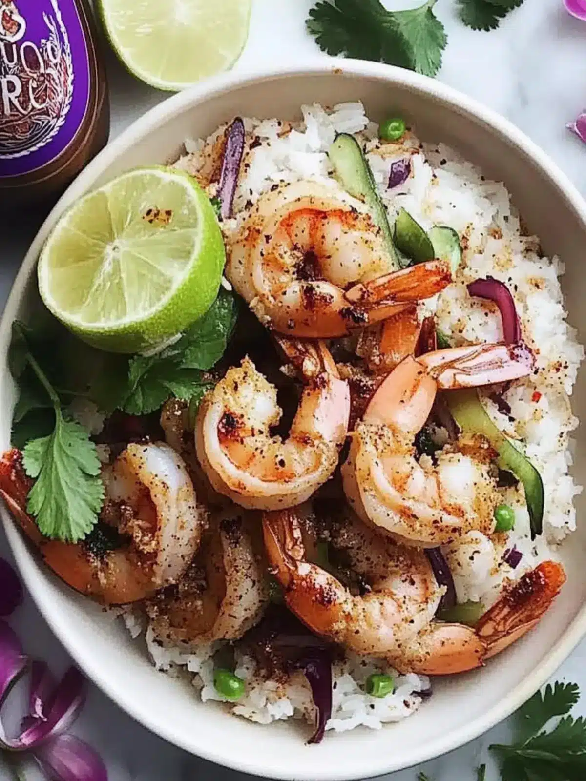 Spiced Garlic Shrimp Over Coconut Rice