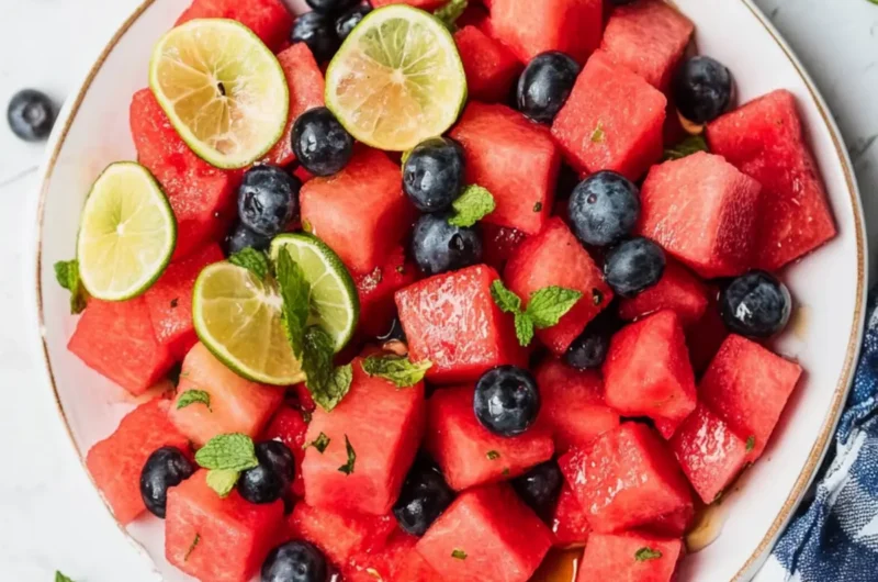 Watermelon Fruit Salad with Honey Lime Dressing
