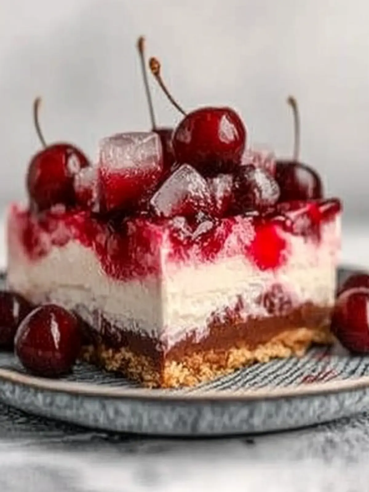 Iced chocolate and cherry trifle