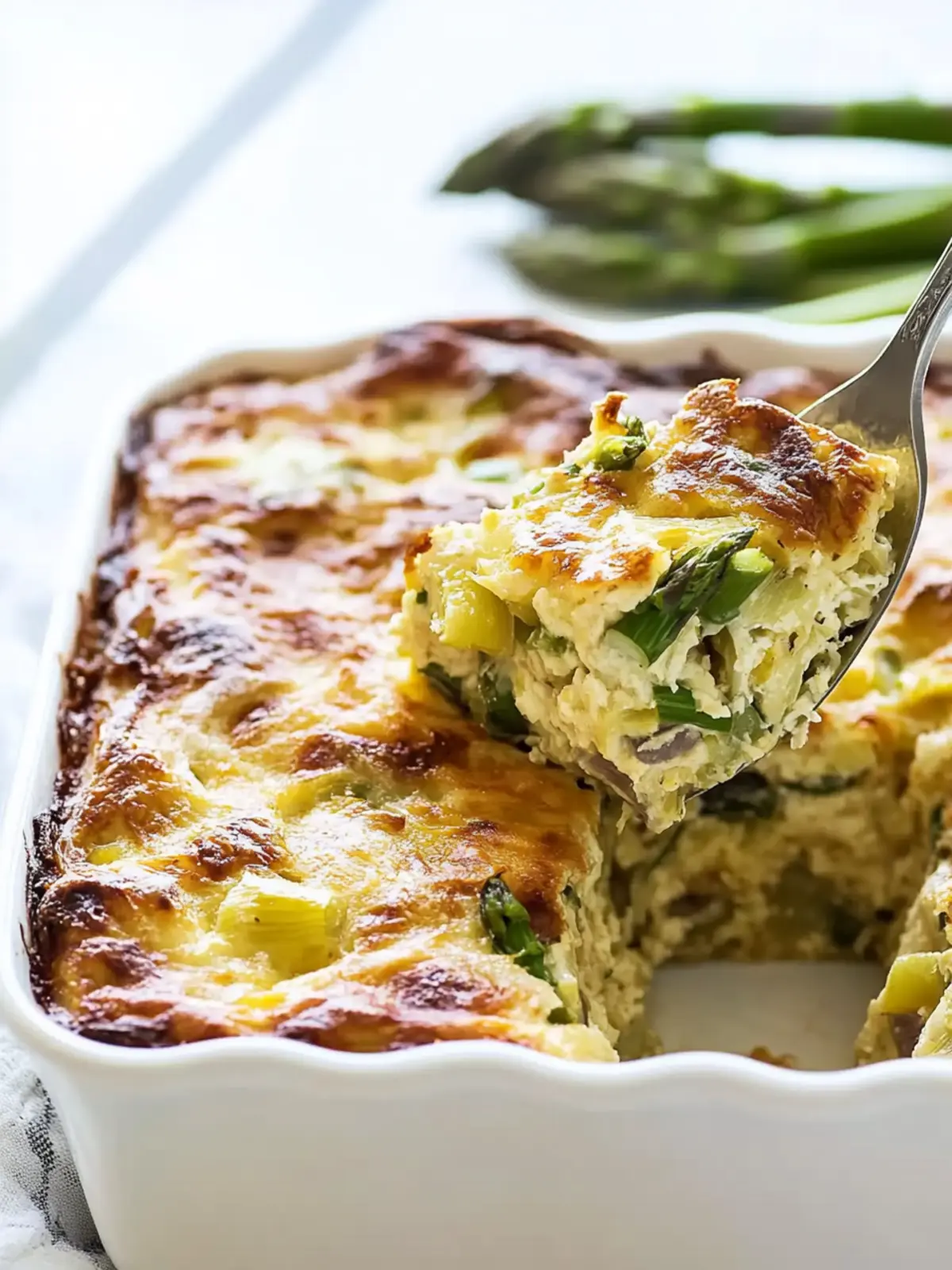 Breakfast Casserole with Leeks and Asparagus