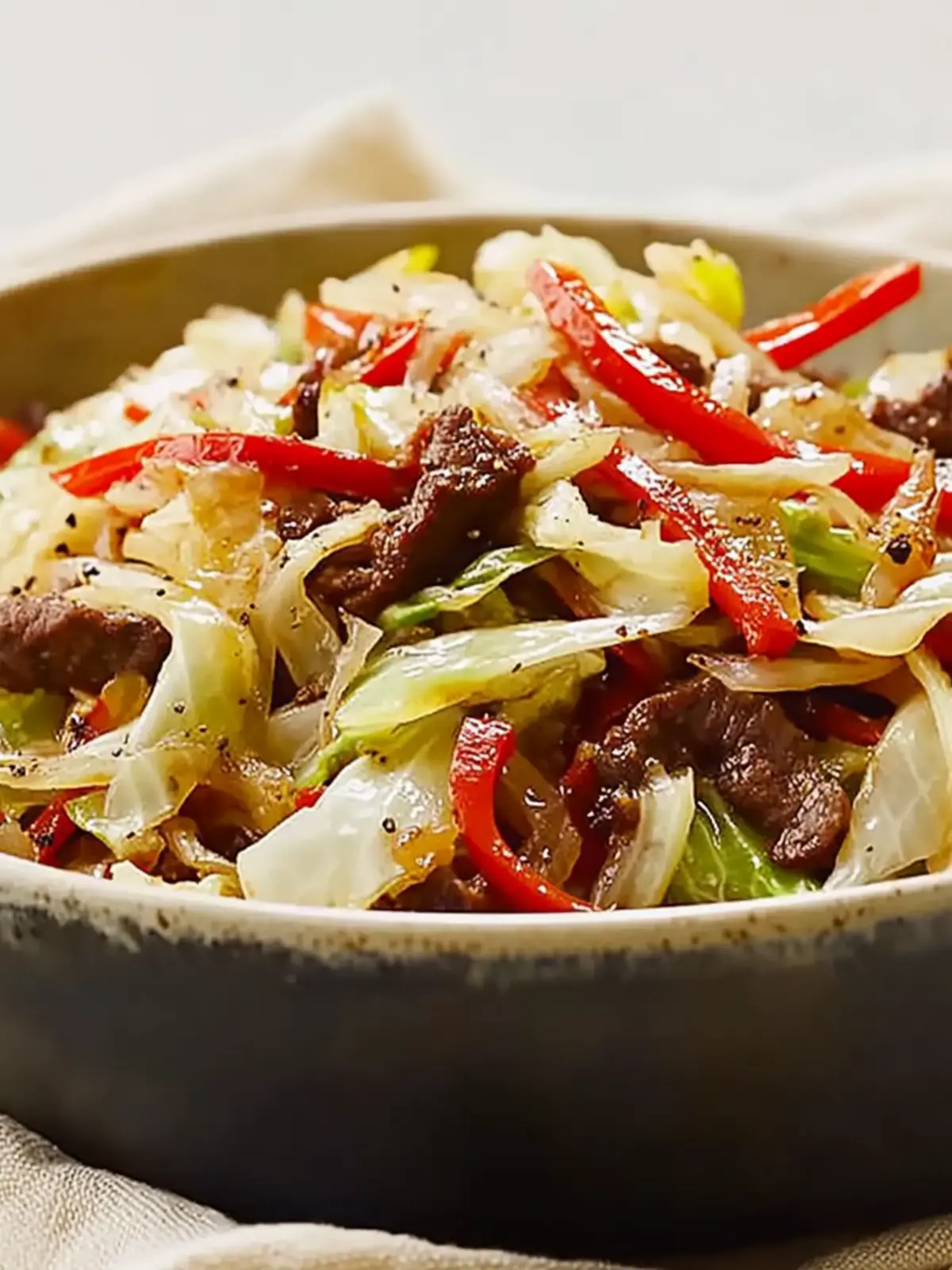 Black Pepper Beef and Cabbage Stir Fry