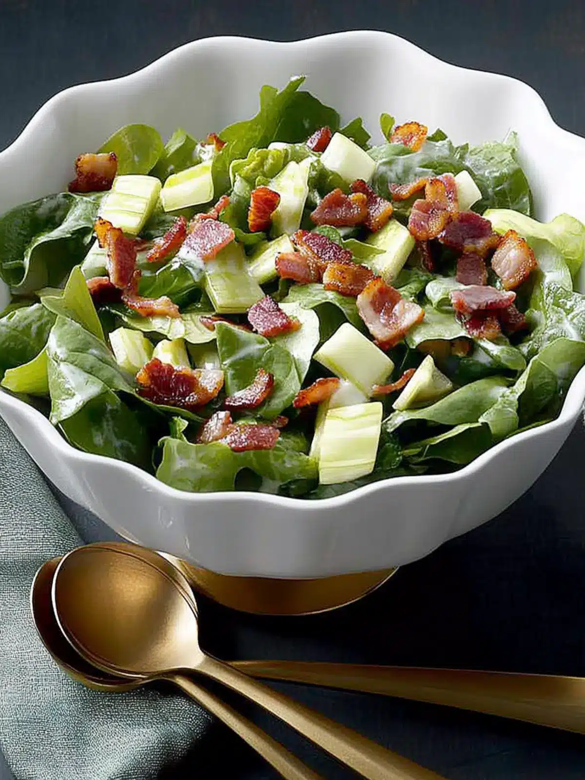 Greens with Hot Bacon Dressing for a Flavor-Packed Delight 2 Greens with Hot Bacon Dressing