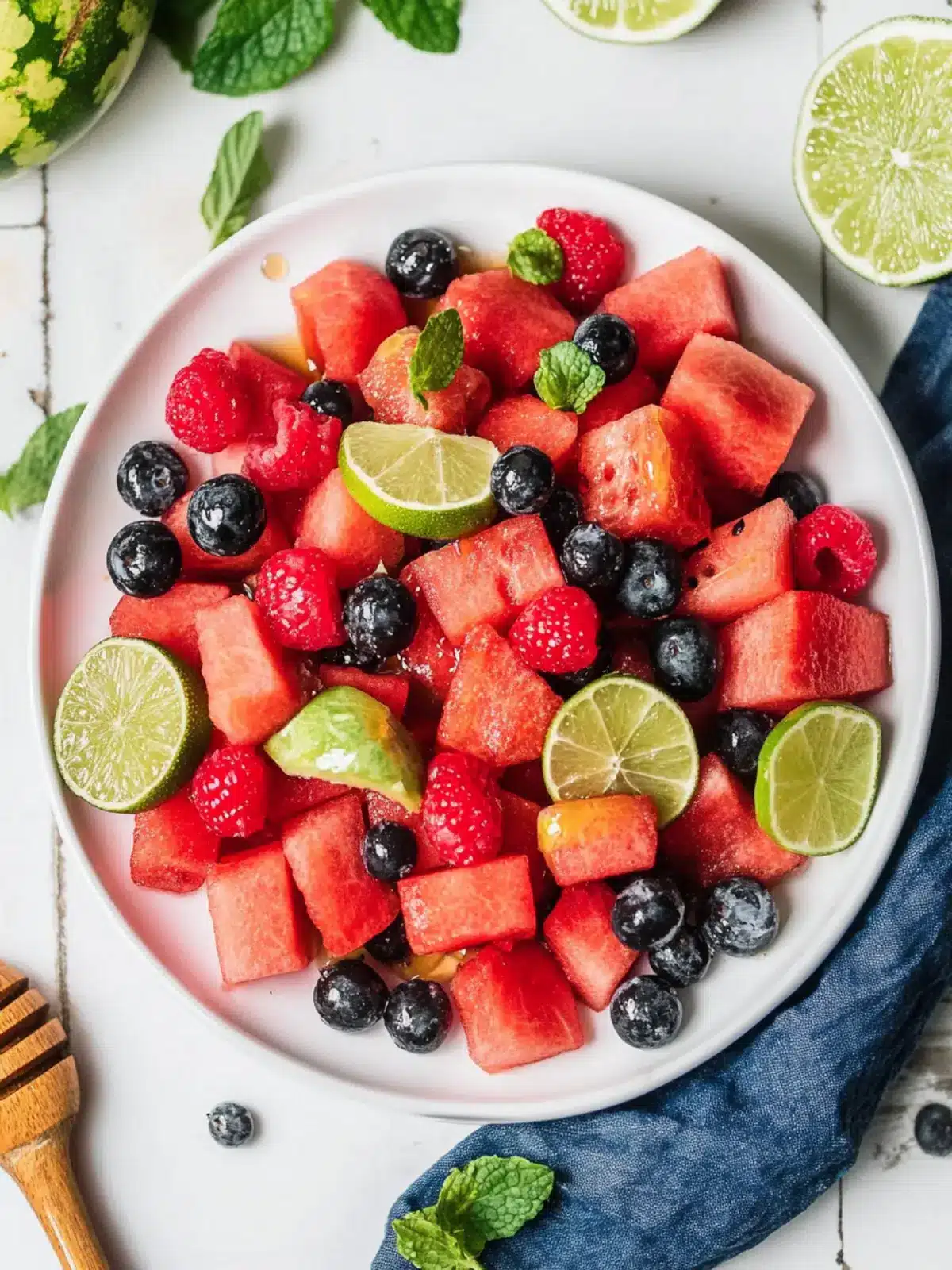 Refreshing Watermelon Fruit Salad with Honey Lime Dressing 3 Watermelon Fruit Salad with Honey Lime Dressing