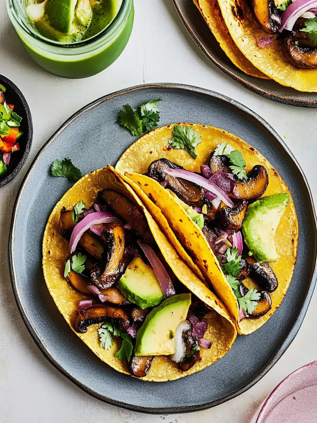 Savory Mushroom Tacos with Creamy Avocado Salsa Delight 2 Mushroom Tacos