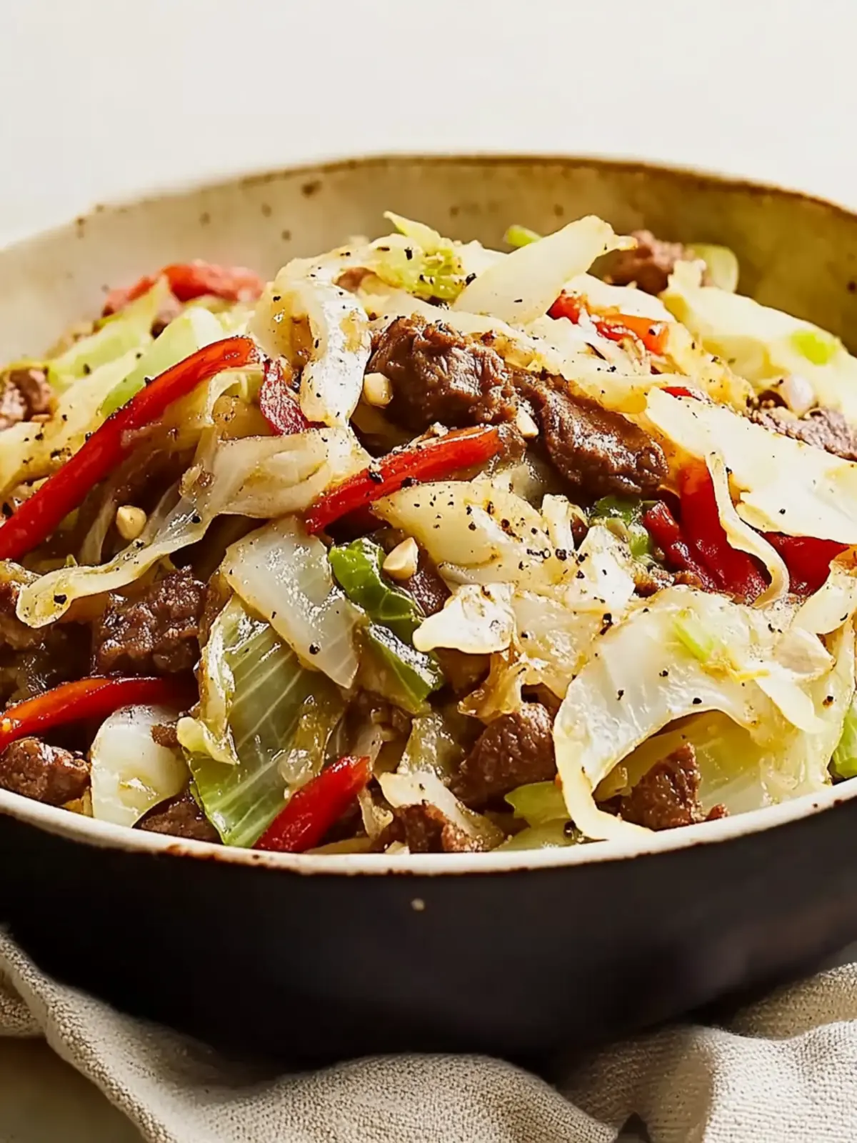 Black Pepper Beef and Cabbage Stir Fry
