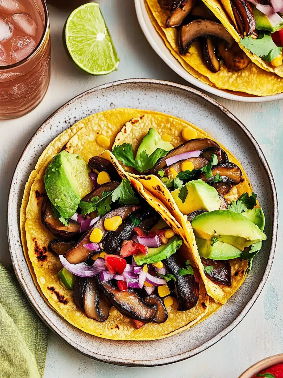 Savory Mushroom Tacos with Creamy Avocado Salsa Delight 4 Mushroom Tacos