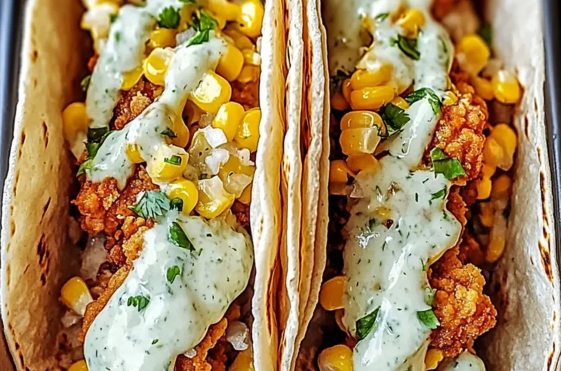 Ultimate Fried Chicken Street Corn Tacos with Zesty Ranch