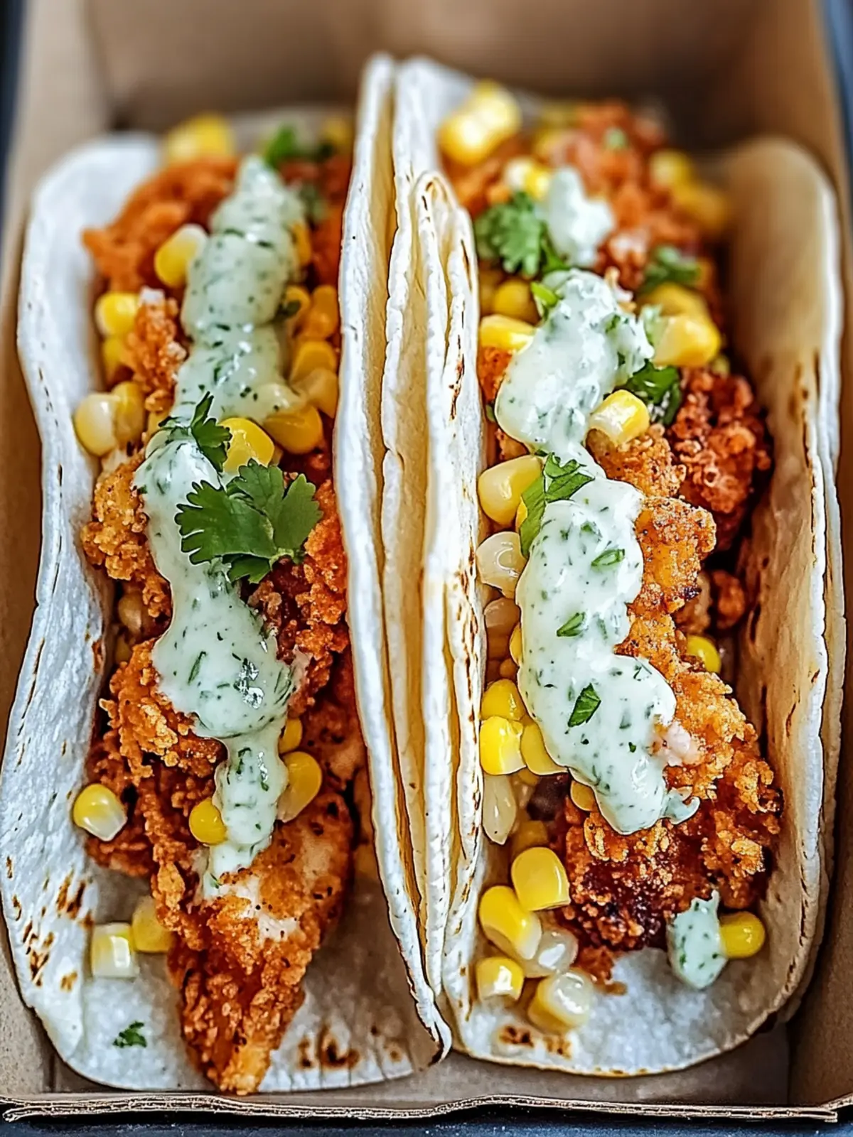Ultimate Fried Chicken Street Corn Tacos with Zesty Ranch