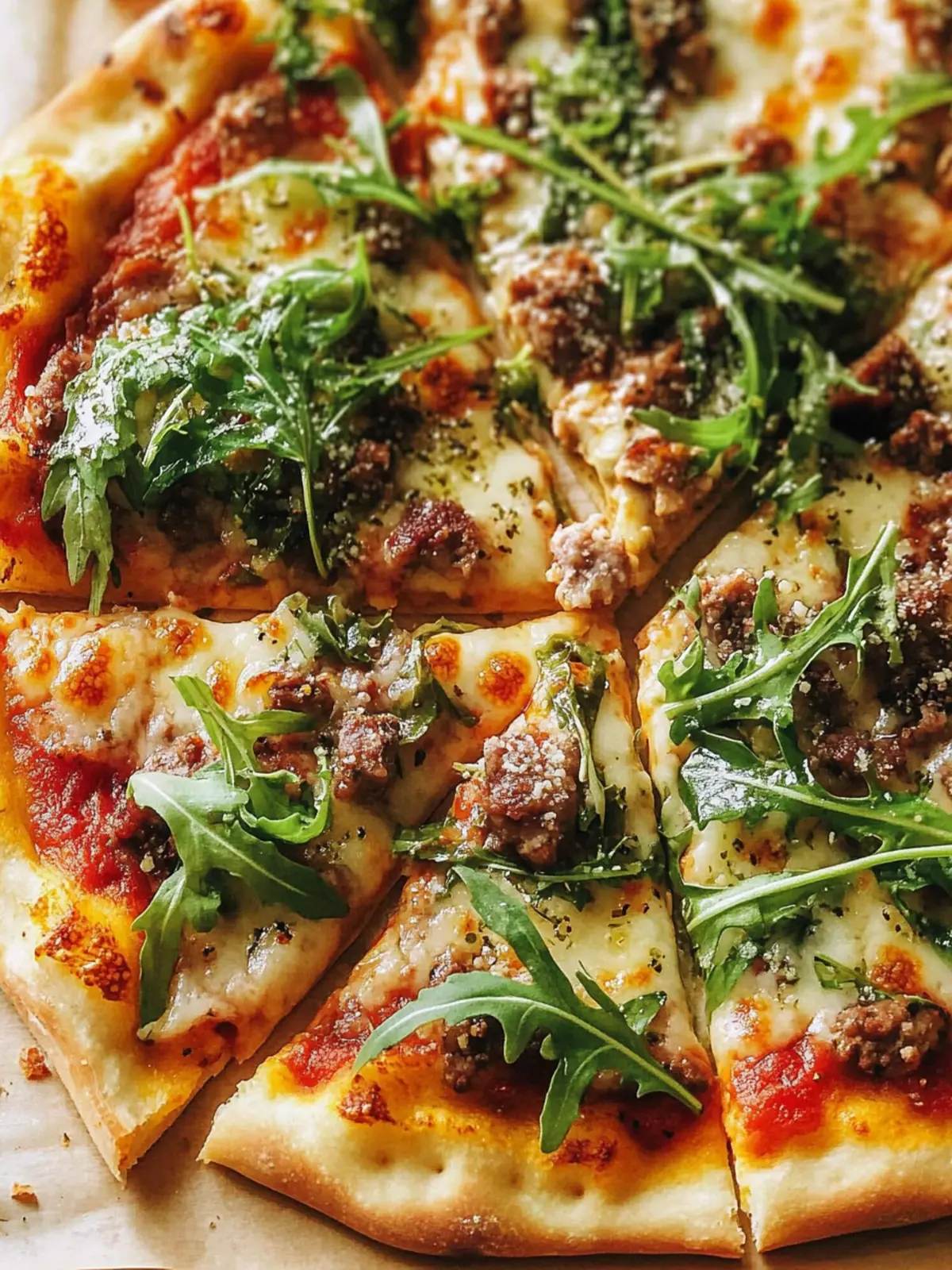 Meaty Arugula Pizzas