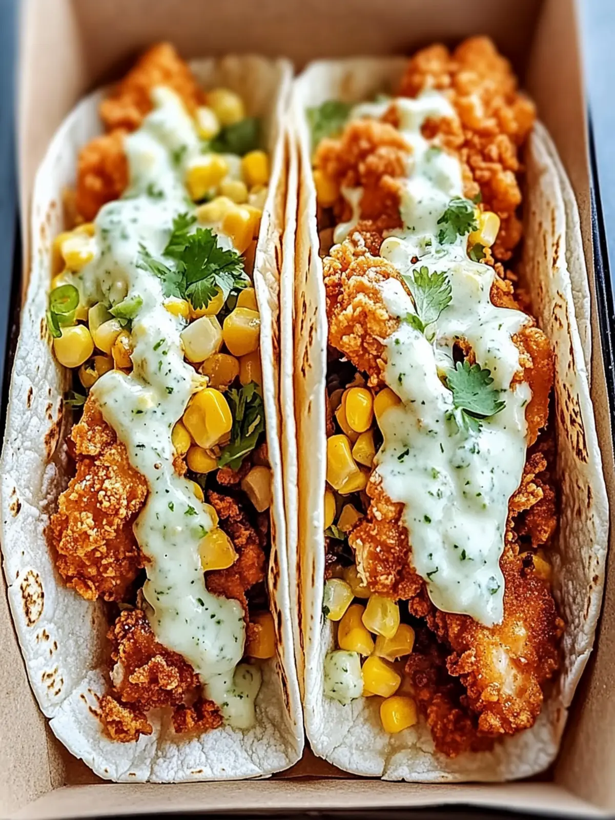 Ultimate Fried Chicken Street Corn Tacos with Zesty Ranch