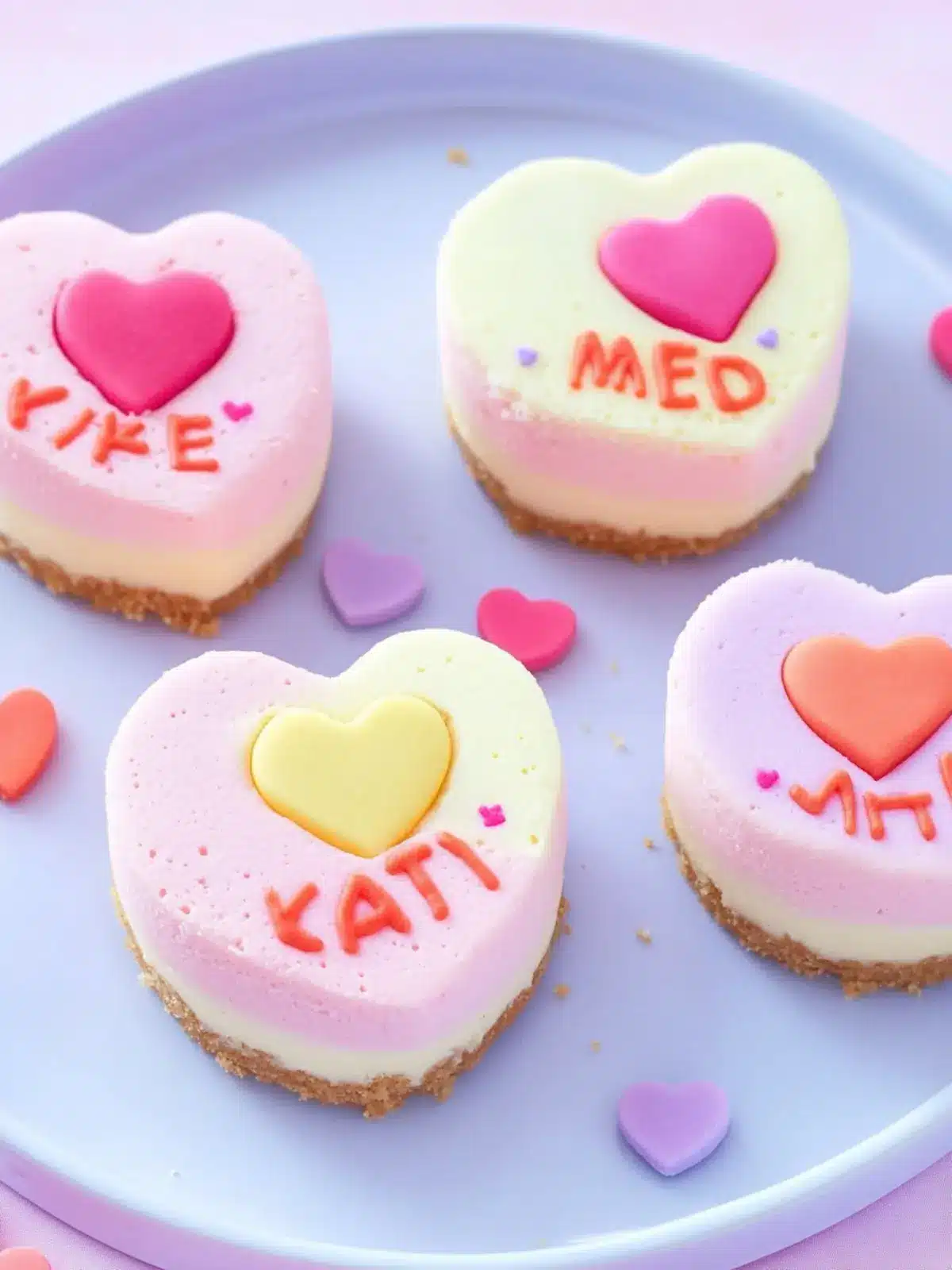 Customize Your Conversation Heart Cheesecakes for Valentine's Fun 5 Conversation Heart Cheesecakes