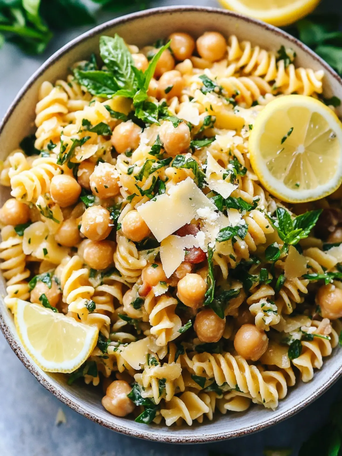 Lemon Herb Pasta Salad with Marinated Chickpeas