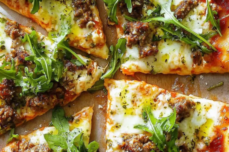 Meaty Arugula Pizzas