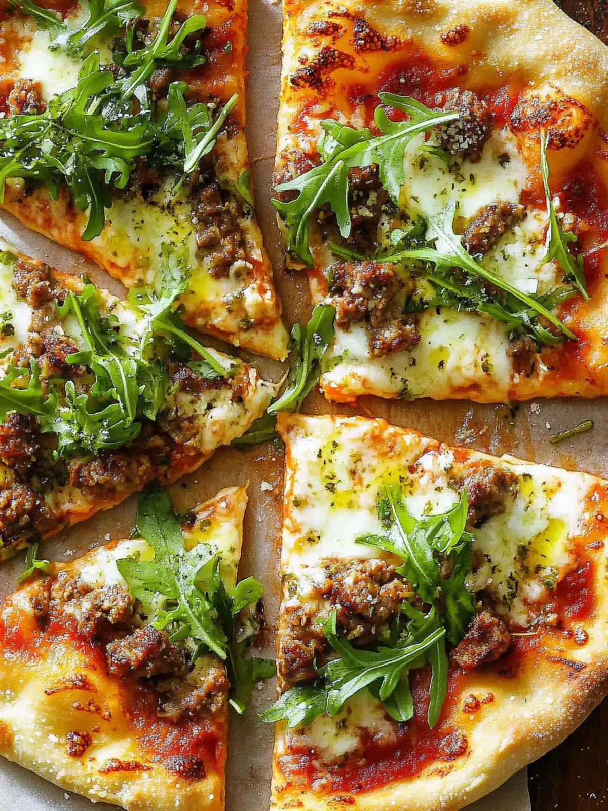 Meaty Arugula Pizzas