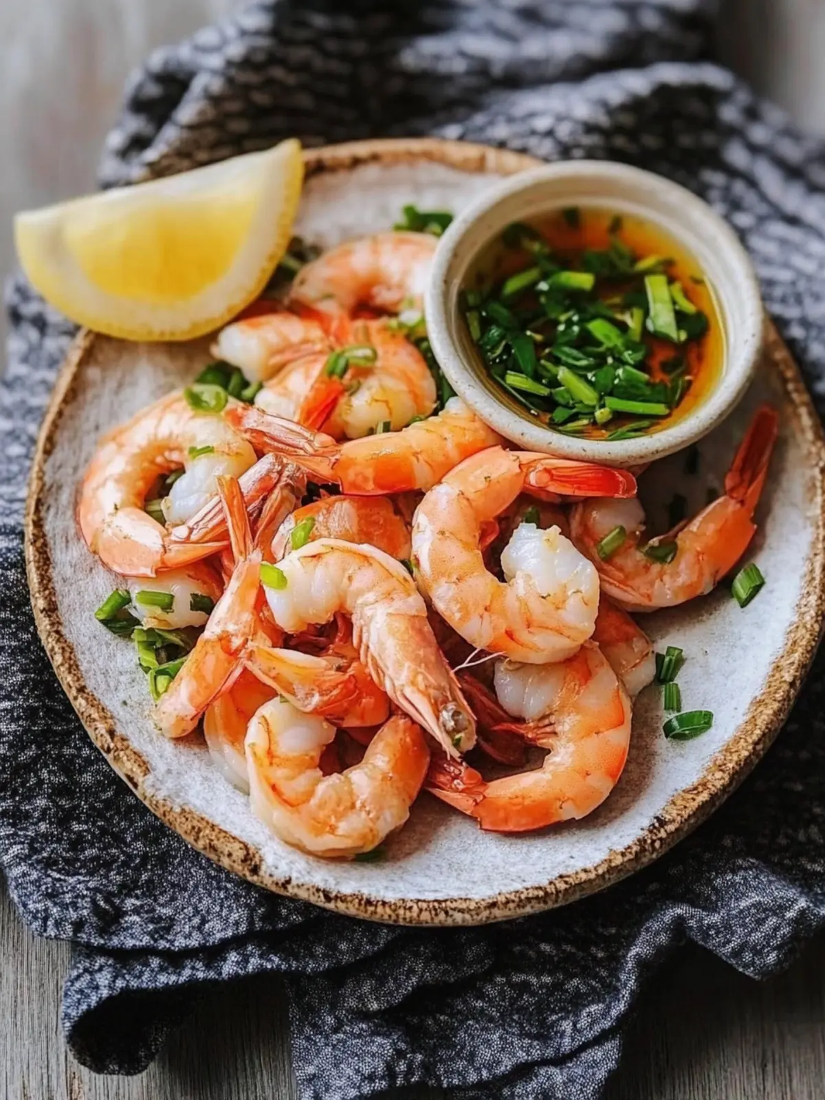 Chinese Boiled Shrimp with Ginger Scallion Dipping Sauce