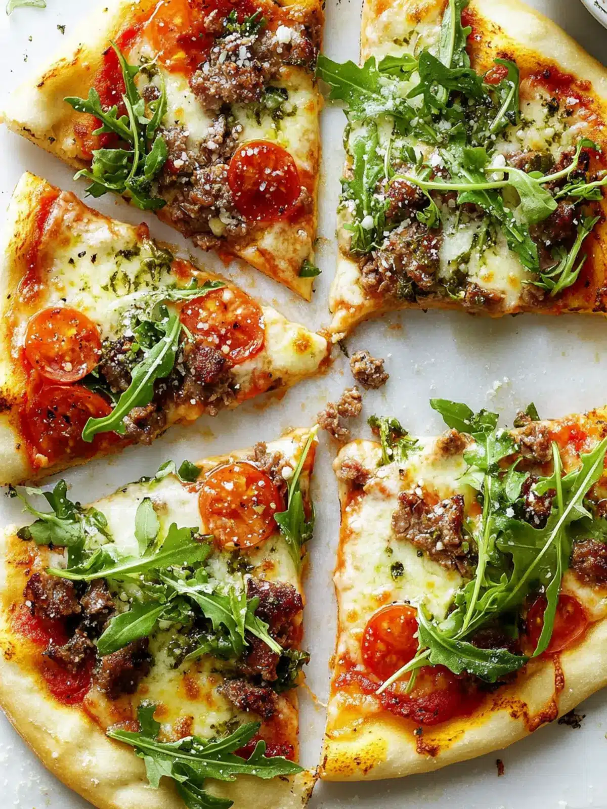 Meaty Arugula Pizzas