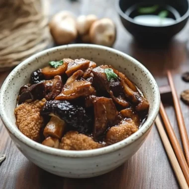 Hong Shao Kao Fu: Braised Wheat Gluten with Mushrooms