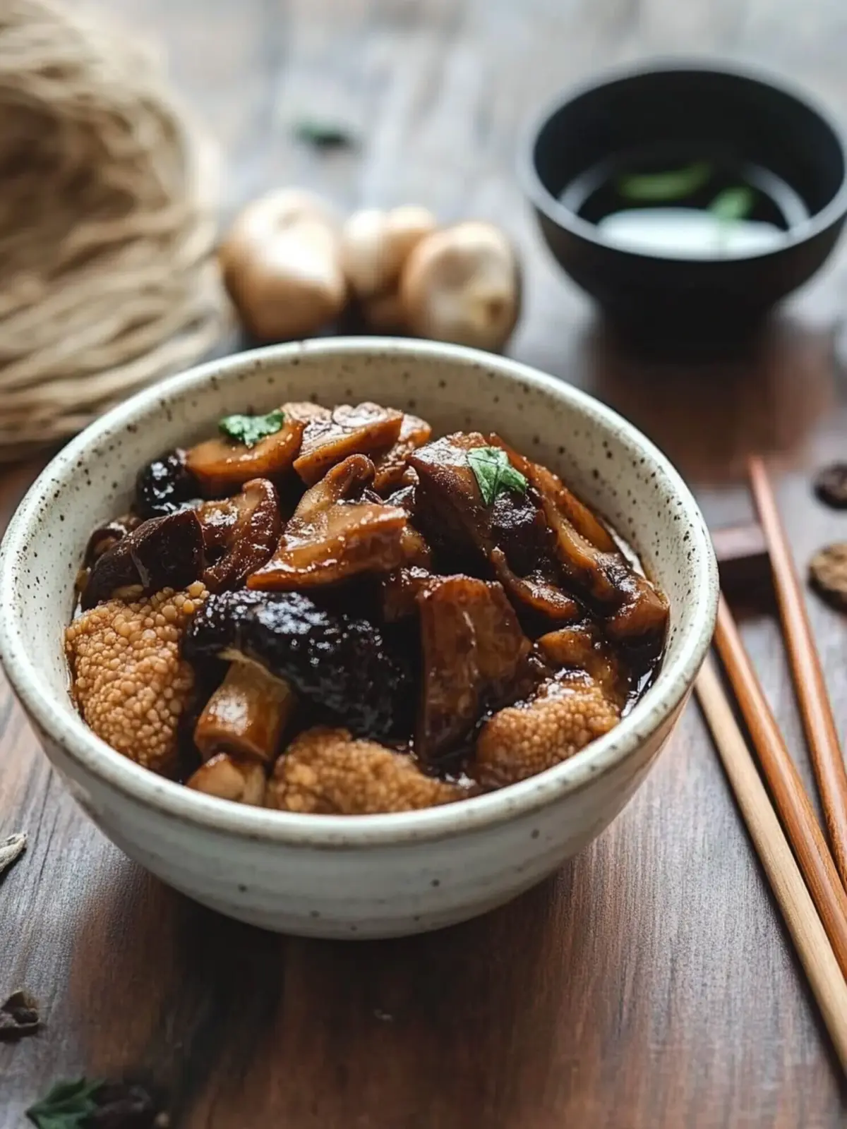 Hong Shao Kao Fu: Braised Wheat Gluten with Mushrooms