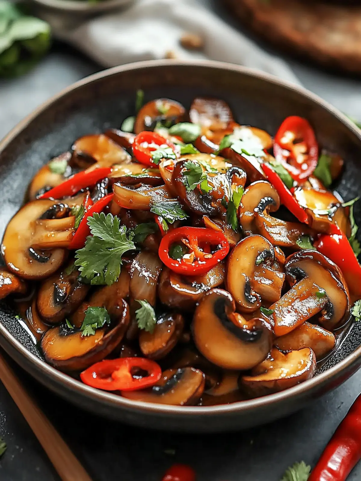 Spicy Indo-Chinese Chilli Mushroom Delight