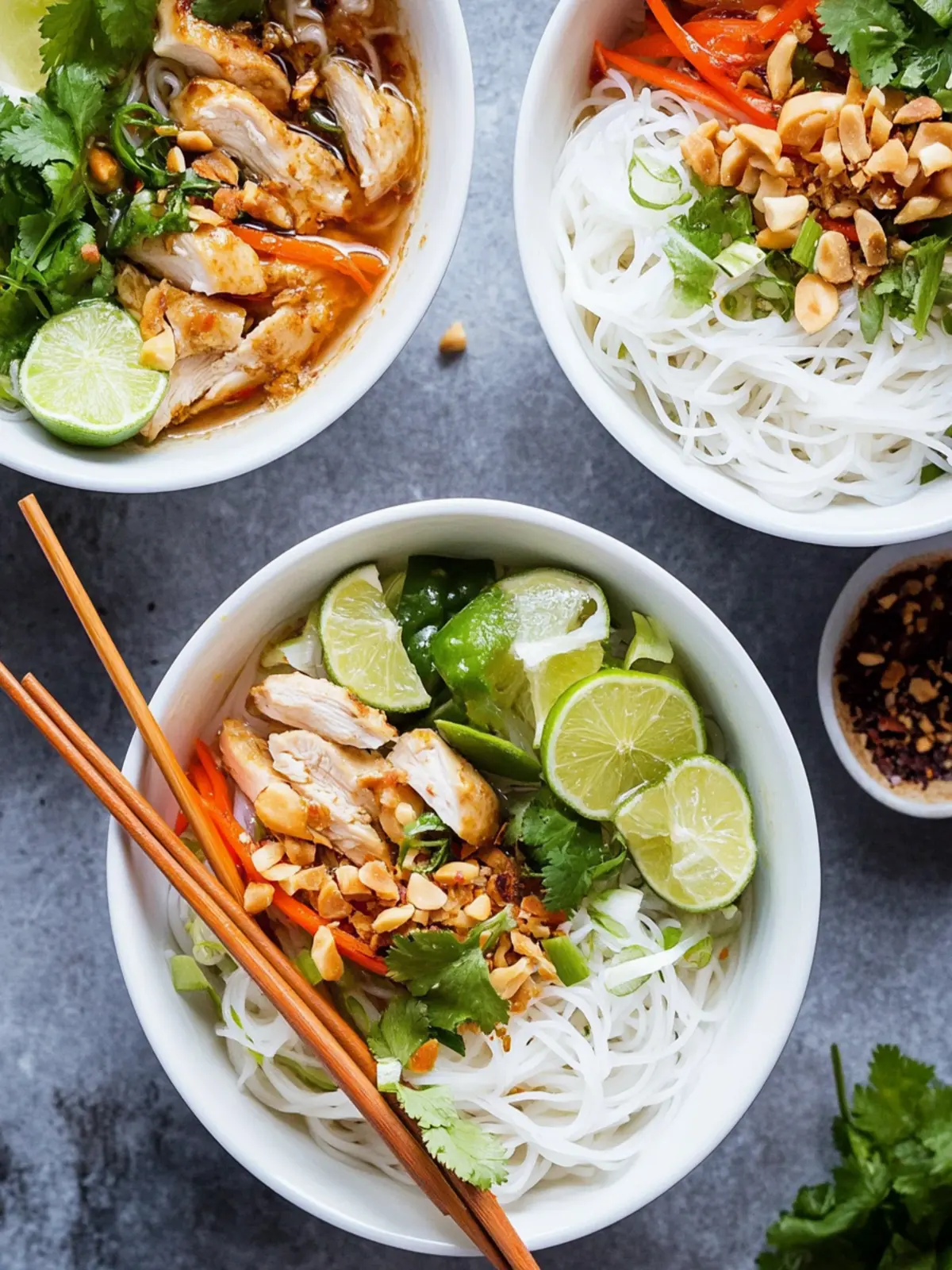 Vietnamese-Style Noodle Bowls with Chicken