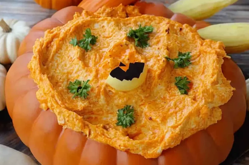 Slow Cooker Halloween Buffalo Chicken Dip