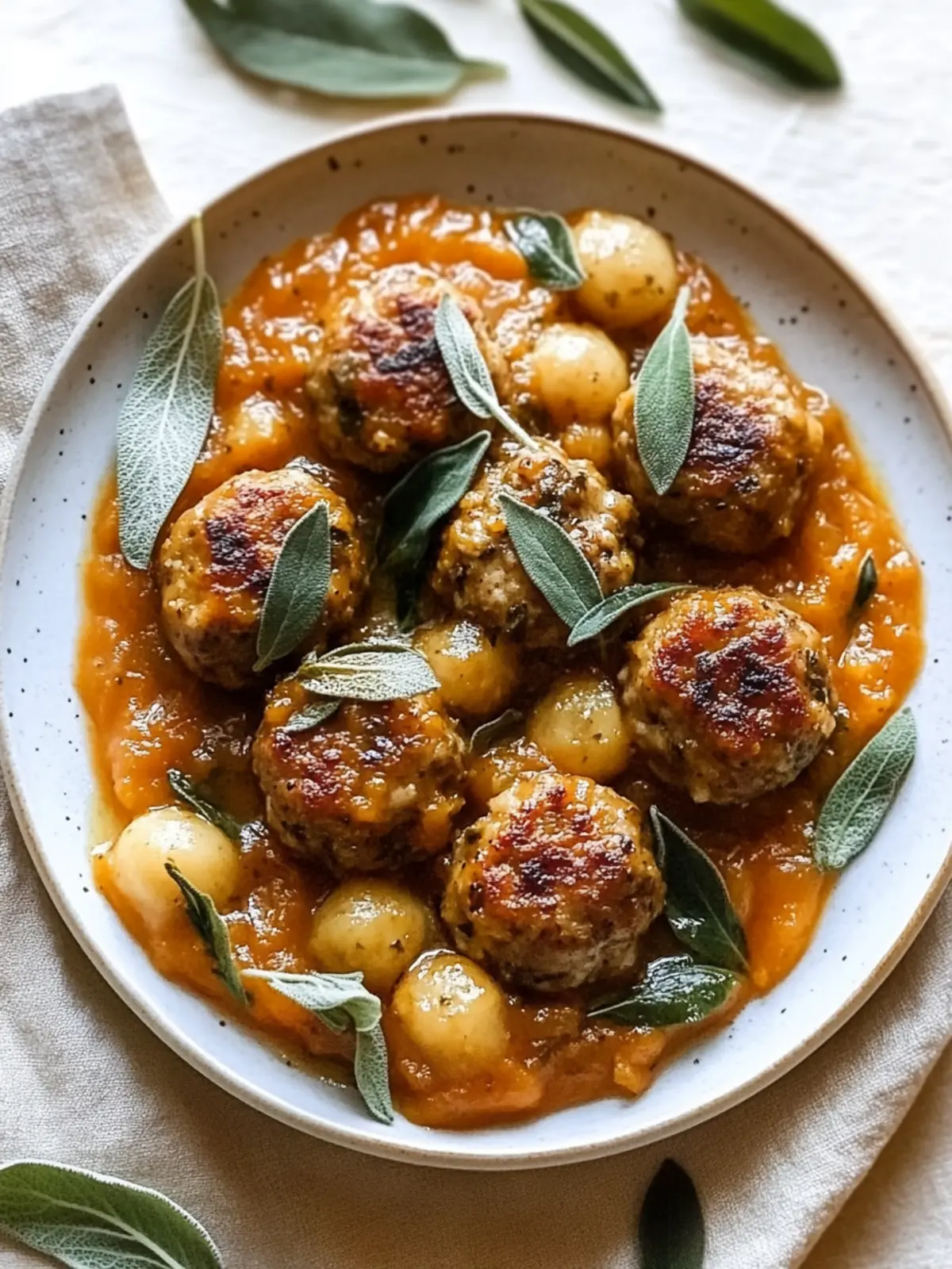 Turkey Meatballs in Pumpkin Sage Sauce for Cozy Fall Nights
