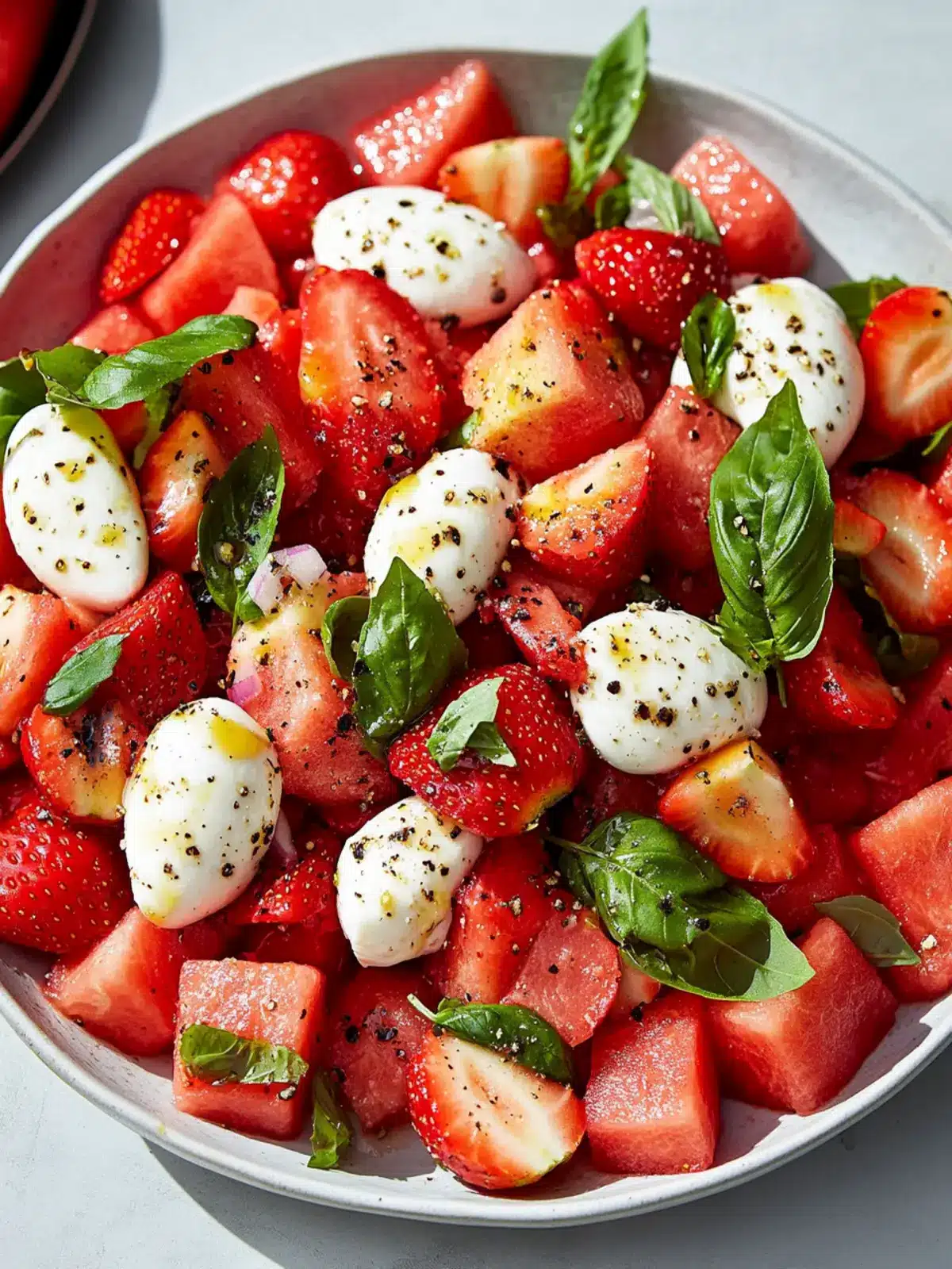 Brighten Your Summer with Watermelon Strawberry Caprese Salad 3 Watermelon Strawberry Caprese Salad