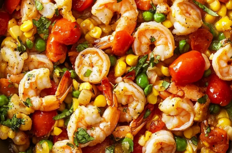 Shrimp & Tomato Succotash Skillet