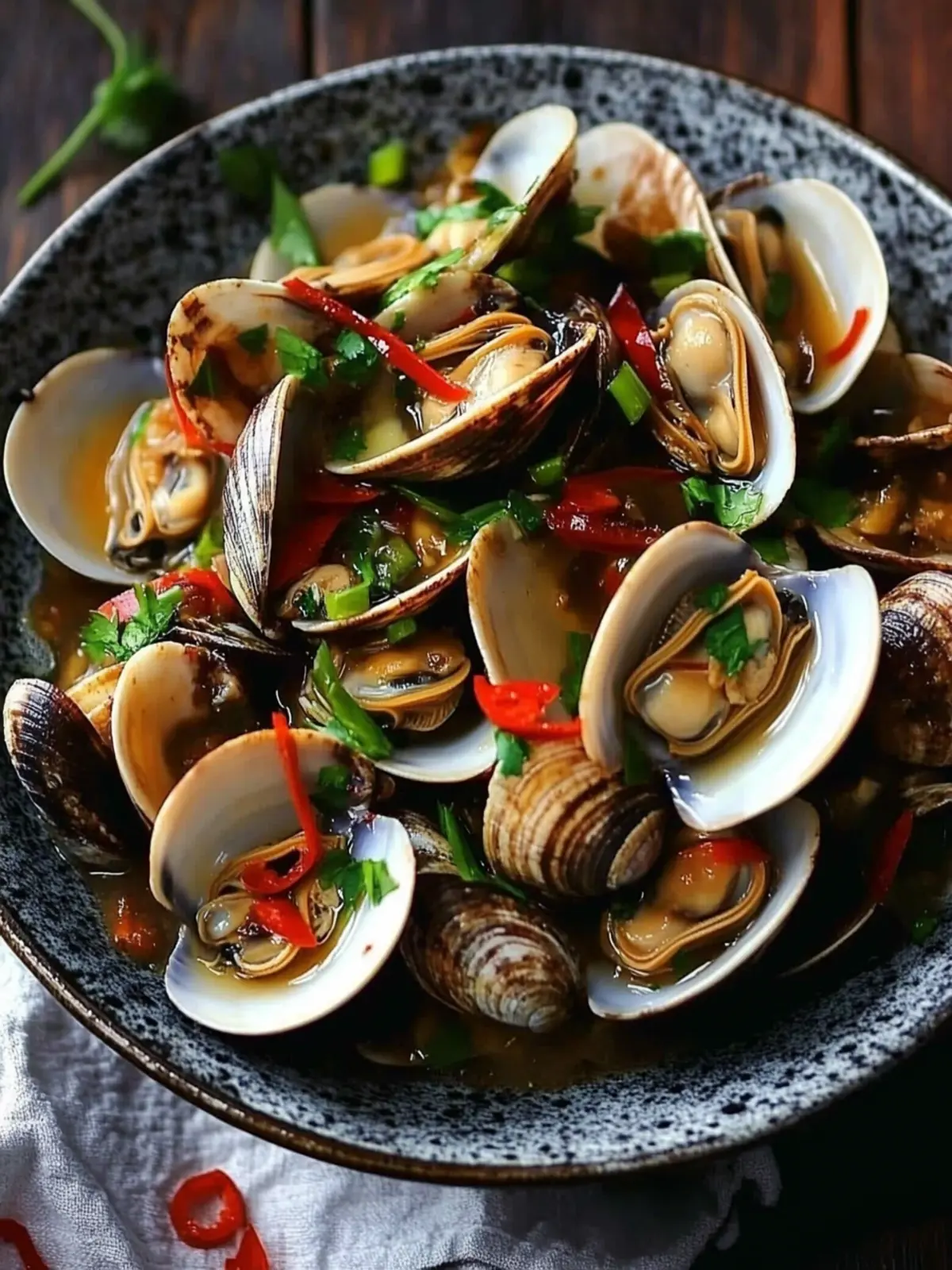 Stir-Fried Clams in Black Bean Sauce