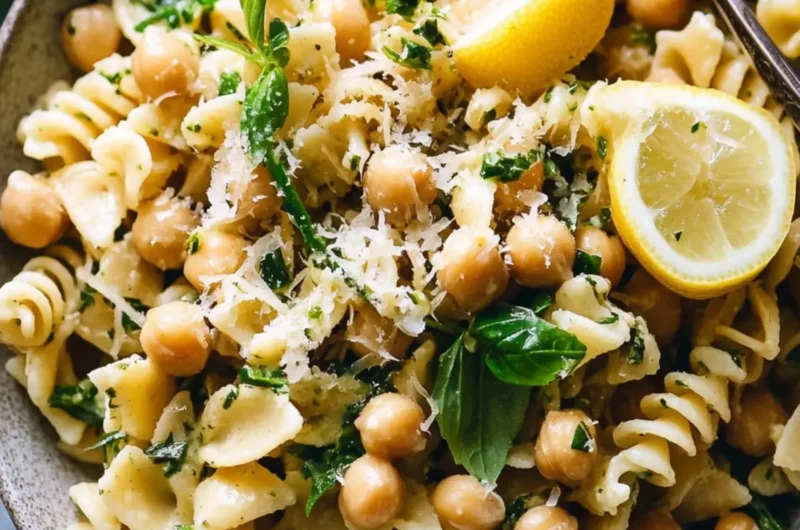 Lemon Herb Pasta Salad with Marinated Chickpeas