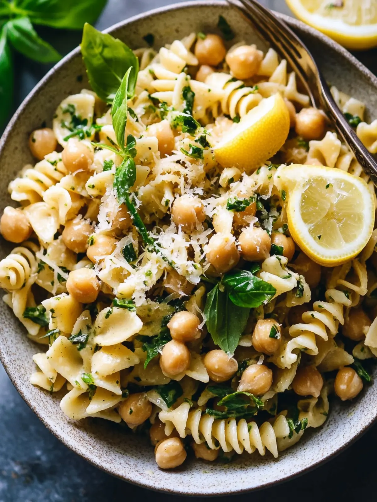 Lemon Herb Pasta Salad with Marinated Chickpeas