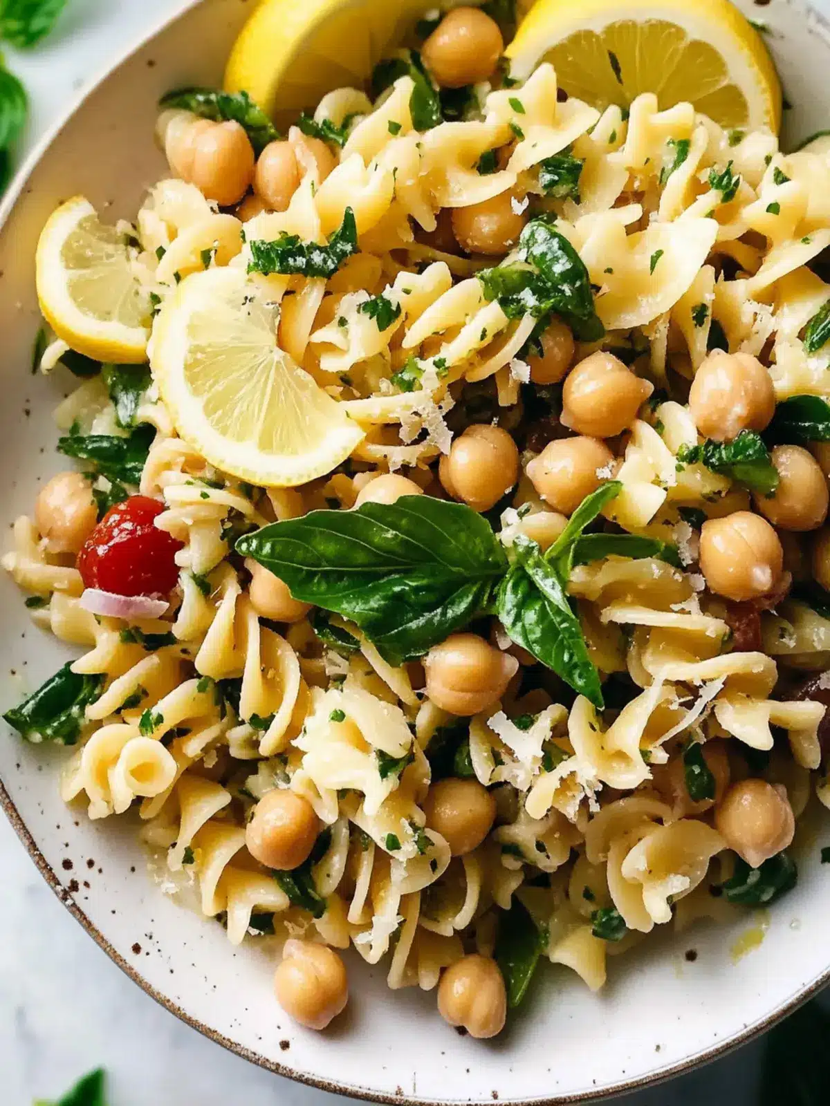 Lemon Herb Pasta Salad with Marinated Chickpeas