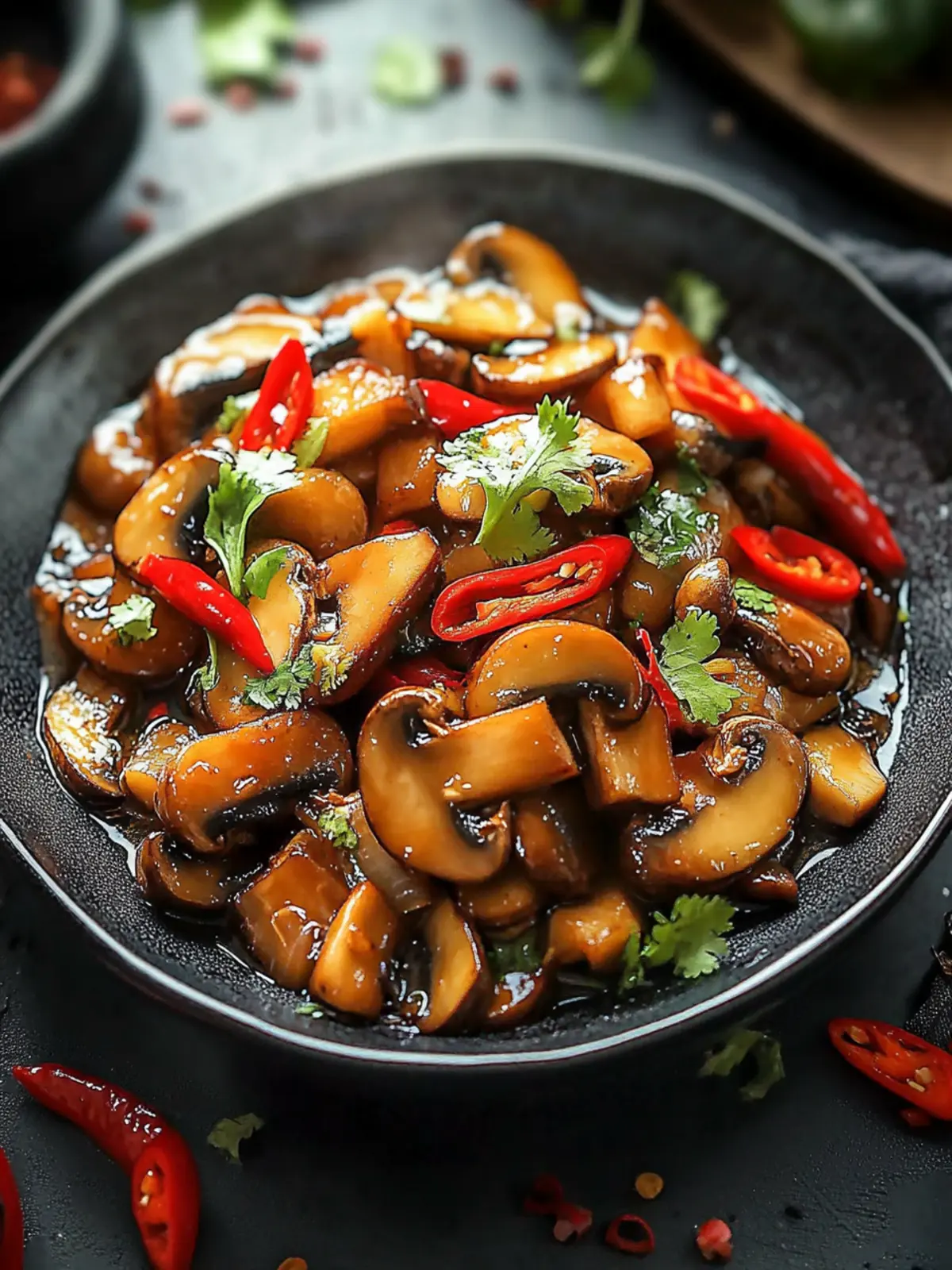 Spicy Indo-Chinese Chilli Mushroom Delight
