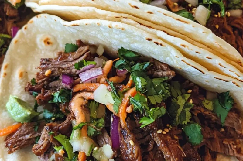 Simple Slow-Cooked Korean Beef Soft Tacos
