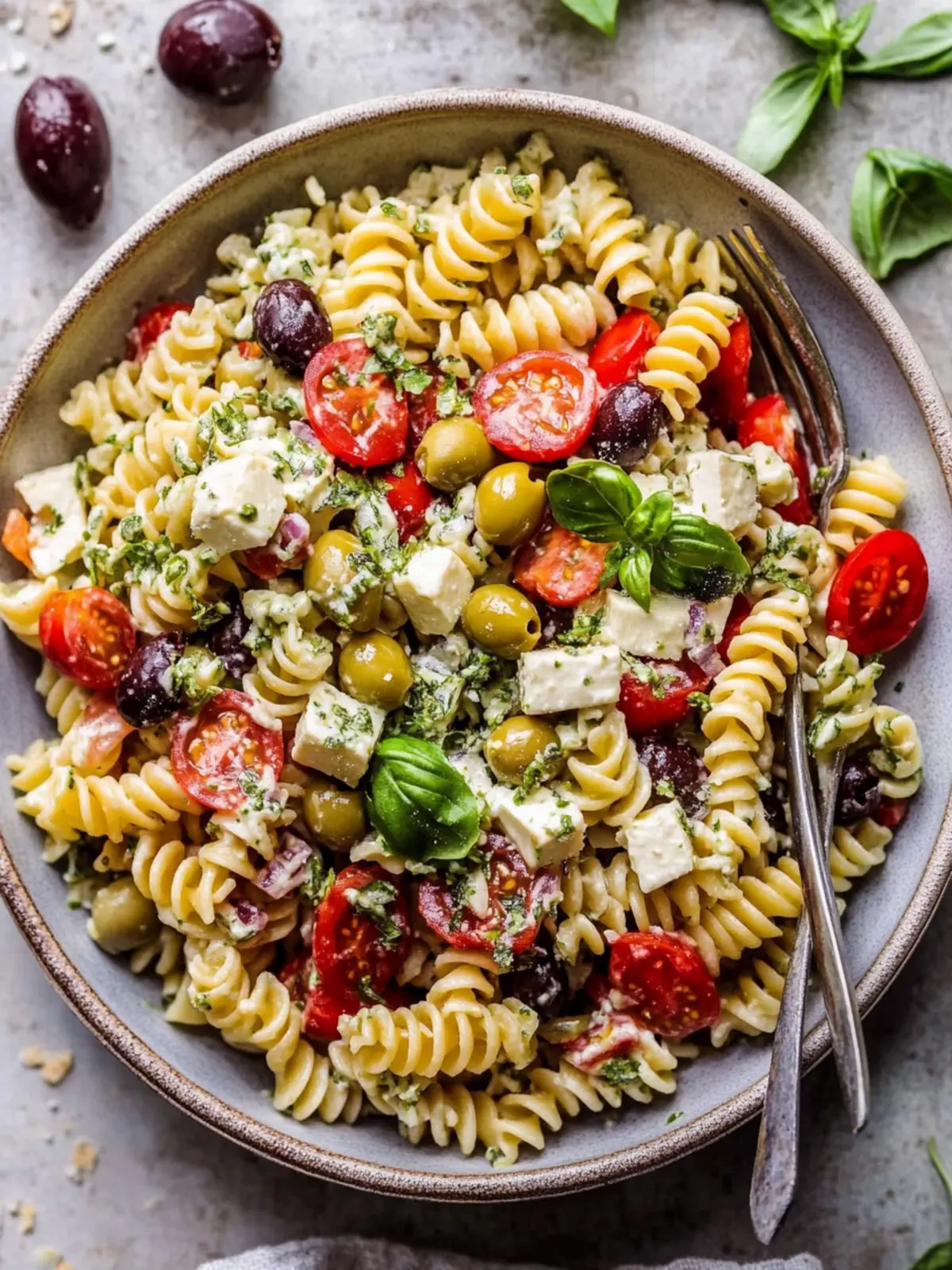 Zesty Greek Olive Pasta Salad That'll Brighten Your Day 3 Greek Olive Pasta Salad.