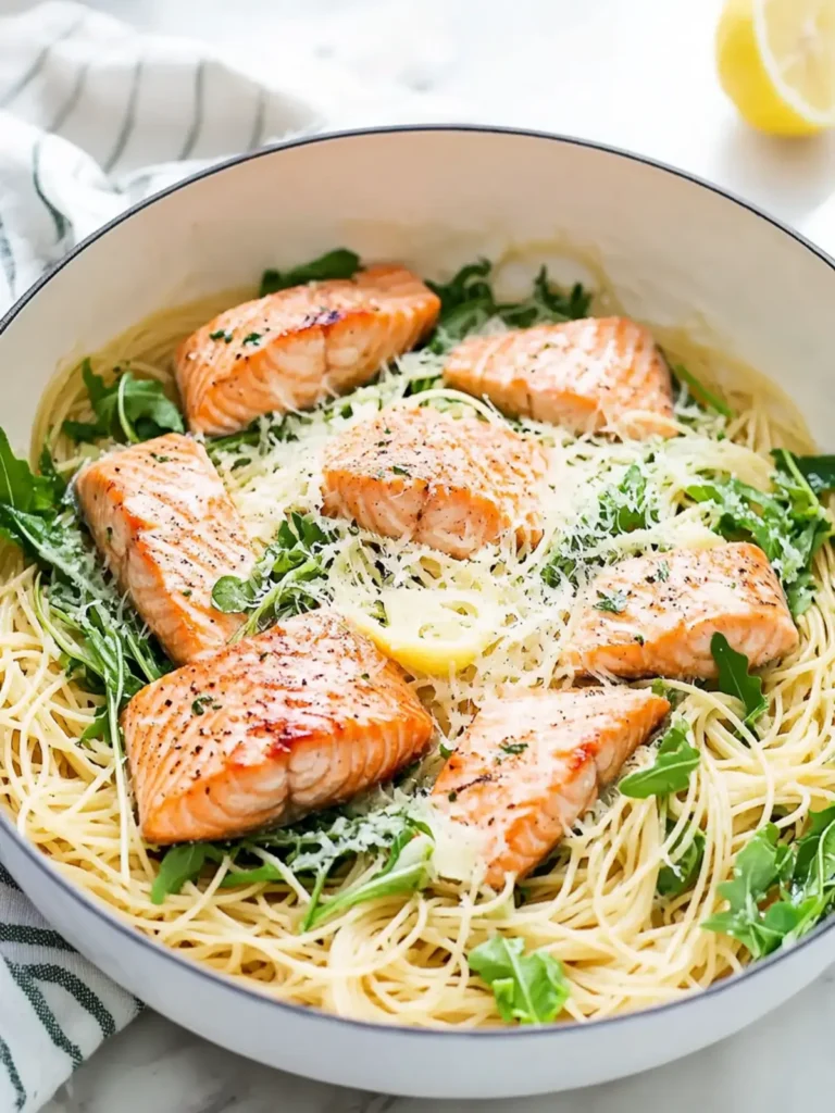 Angel Hair Pasta with Salmon, Arugula, and Creamy Lemon-Parmesan Sauce